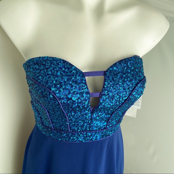 Aiden Maddox strapless sequin top mixed blues 4 - Picture 5 of 12